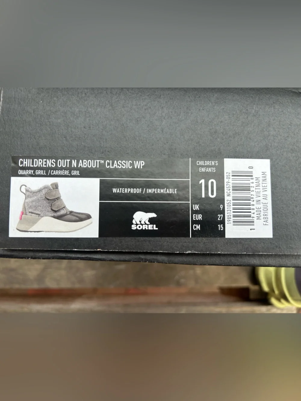 Sorel Kids Gray Waterproof Hook-and-Loop Rain Boots